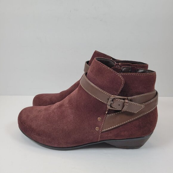 Comfortiva Women's Burgundy Ankle Zip Leather Boots 8351622 US Size 7.5W - Picture 2 of 8